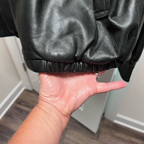 American Classics Men's Black Leather Quilt lined bomber Jacket XL - Picture 4 of 15